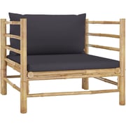 Vidaxl Garden Sofa With Dark Grey Cushions Bamboo Vidaxl Garden Sofa With Dark Grey Cushions Bamboo