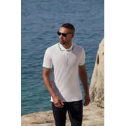 Fruit Of The Loom Premium Tipped Polo White/kelly Green Small Fruit Of The Loom Premium Tipped Polo White/kelly Green Small