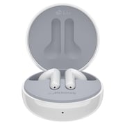 LG HBS-FN6 In Ear Earbuds, Wireless Bluetooth Earbuds, UVNano 99.9% Bacteria Free Wireless Charging Case, Wireless Headphones with Dual Microphones , IPX4 Water-Resistant, White