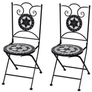 vidaXL Folding Bistro Chairs 2 pcs Ceramic Black and White vidaXL Folding Bistro Chairs 2 pcs Ceramic Black and White
