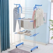Lavish Carbon Steel Full Size Heavy Duty Double Pole 3 Layer Cloth Drying Stand, Laundry Rack Stand, Blue Lavish Carbon Steel Full Size Heavy Duty Double Pole 3 Layer Cloth Drying Stand, Laundry Rack Stand, Blue