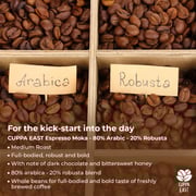 Cuppa East Top Class Espresso Moka Whole Beans, 80% Arabica - 20% Robusta Coffee Blend, Medium Roast, Dark Chocolate Bittersweet Honey Taste, 1 Kg