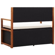 vidaXL Storage Bench 110 cm Poly Rattan and Solid Acacia Wood Black vidaXL Storage Bench 110 cm Poly Rattan and Solid Acacia Wood Black