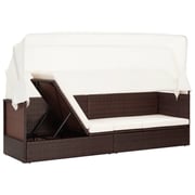 Vidaxl Garden Sofa With Canopy Poly Rattan Brown Vidaxl Garden Sofa With Canopy Poly Rattan Brown