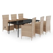 vidaXL 7 Piece Garden Dining Set with Cushions Beige vidaXL 7 Piece Garden Dining Set with Cushions Beige