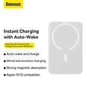 Baseus Magnetic Mini Wireless Fast Charge Power Bank 10000mAh 20W Portable Charger White