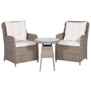 Vidaxl 3 Piece Bistro Set With Cushions And Pillows Poly Rattan Brown Vidaxl 3 Piece Bistro Set With Cushions And Pillows Poly Rattan Brown