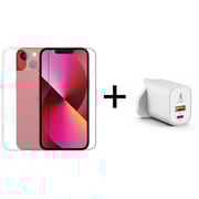 Smart Premium Screen Protector and Case Clear iPhone 13 + White Charger Smart Premium Screen Protector and Case Clear iPhone 13 + White Charger