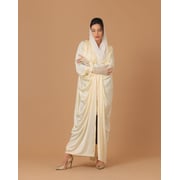 Pure Silk Cream Pleated Sleeves Abaya