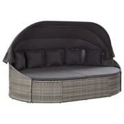 Vidaxl Outdoor Lounge Bed With Canopy Poly Rattan Grey Vidaxl Outdoor Lounge Bed With Canopy Poly Rattan Grey