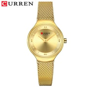 Curren CRN9028-GLD-Elegant Ladies Stainless Steel Mesh Watch