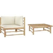 Vidaxl 2 Piece Garden Lounge Set With Cream White Cushions Bamboo Vidaxl 2 Piece Garden Lounge Set With Cream White Cushions Bamboo