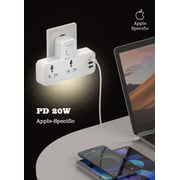Ldnio Double Plug Adaptor With Touch Control Nightlight, 2 Way Plugs Extension Multi Sockets Wall Charger Adapter With 1 Usb-c & 2 Usb Slots Pd & Qc3.0, Power Socket For Home,office- Ldnio Double Plug Adaptor With Touch Control Nightlight, 2 Way Plugs Extension Multi Sockets Wall Charger Adapter With 1 Usb-c & 2 Usb Slots Pd & Qc3.0, Power Socket For Home,office-
