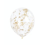Unique- Clear Balloons With Gold Confetti 6pcs 12in