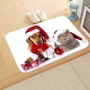 Deals For Less - Home Floor Mat Cute Dog & Cat Christmas Design, White Color Deals For Less - Home Floor Mat Cute Dog & Cat Christmas Design, White Color