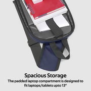 Promate 13 Inch Sling Laptop Backpack with USB Charging Port and Secure Pockets, TrekPack-SB Black