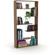 HomeCanvas Tars Modern Book Shelves for Living Room or Study Room Book Shelve, Easy Assembly Book Shelf - Walnut and Chrome HomeCanvas Tars Modern Book Shelves for Living Room or Study Room Book Shelve, Easy Assembly Book Shelf - Walnut and Chrome