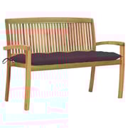 Vidaxl Stacking Garden Bench With Cushion 128.5 Cm Solid Teak Wood Vidaxl Stacking Garden Bench With Cushion 128.5 Cm Solid Teak Wood