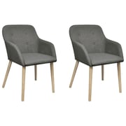 vidaXL Oak Indoor Fabric Dining Chair Set 2 pcs with Armrest Dark Grey vidaXL Oak Indoor Fabric Dining Chair Set 2 pcs with Armrest Dark Grey