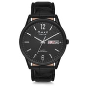Omax Classic Series Black Leather Analog Watch For Men JD01M22I