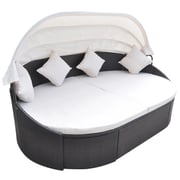 Vidaxl Outdoor Lounge Bed With Canopy Poly Rattan Brown Vidaxl Outdoor Lounge Bed With Canopy Poly Rattan Brown