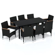 vidaXL 9 Piece Garden Dining Set with Cushions Poly Rattan Black vidaXL 9 Piece Garden Dining Set with Cushions Poly Rattan Black
