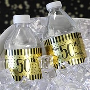 DISTINCTIVS Black And Gold 50Th Birthday Water Bottle Labels - Shiny Foil - 24 Stickers DISTINCTIVS Black And Gold 50Th Birthday Water Bottle Labels - Shiny Foil - 24 Stickers