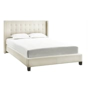 Melina Tufted Linen Wingback Super King Bed with Mattress Beige