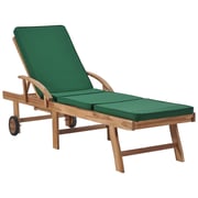 vidaXL Sun Lounger with Cushion Solid Teak Wood Green vidaXL Sun Lounger with Cushion Solid Teak Wood Green
