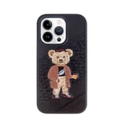 Santa Crete Series Retro and Classic Embroidery and Emboss design Phone Case for iPhone14 Pro Black