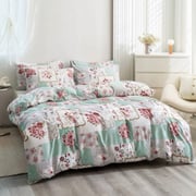 LUNA HOME King size 6 pieces Bedding Set without filler, Light Green Color Floral Design LUNA HOME King size 6 pieces Bedding Set without filler, Light Green Color Floral Design