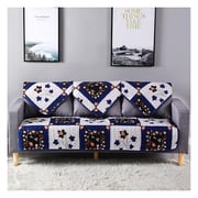 Two Seater Reversible Sofa Cover, Blue Leaves Design