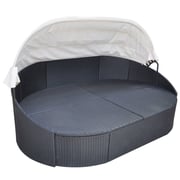 Vidaxl Outdoor Lounge Bed With Canopy Poly Rattan Black Vidaxl Outdoor Lounge Bed With Canopy Poly Rattan Black