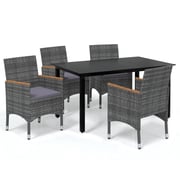 vidaXL 5 Piece Garden Dining Set with Cushions Poly Rattan Grey vidaXL 5 Piece Garden Dining Set with Cushions Poly Rattan Grey