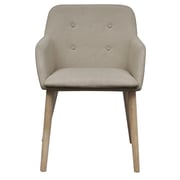 vidaXL Oak Indoor Fabric Dining Chair Set 2 pcs with Armrest Beige vidaXL Oak Indoor Fabric Dining Chair Set 2 pcs with Armrest Beige