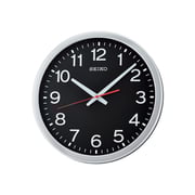 Seiko Silver/Black Round Plastic Analog Clock QXA732S Seiko Silver/Black Round Plastic Analog Clock QXA732S