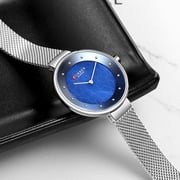 Curren CRN9032-SLVR/BLU-Unique Design Dial Elegant Women's Wristwatch