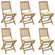 vidaXL Folding Garden Chairs 6 pcs with Cushions Solid Acacia Wood vidaXL Folding Garden Chairs 6 pcs with Cushions Solid Acacia Wood