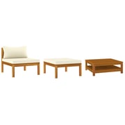 Vidaxl 3 Piece Garden Lounge Set With Cream White Cushions Acacia Wood Vidaxl 3 Piece Garden Lounge Set With Cream White Cushions Acacia Wood