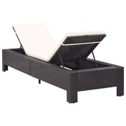 vidaXL Sunbed with Cushion Black Poly Rattan vidaXL Sunbed with Cushion Black Poly Rattan