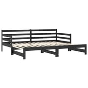 Vidaxl Pull-out Day Bed Black Solid Pinewood 2x Vidaxl Pull-out Day Bed Black Solid Pinewood 2x