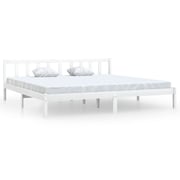 vidaXL Bed Frame White Solid Pinewood 180x200 cm 6FT Super King UK vidaXL Bed Frame White Solid Pinewood 180x200 cm 6FT Super King UK