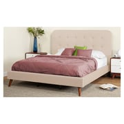 Garbo Mid Century Upholstered Queen Bed without Mattress Beige