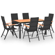 vidaXL 7 Piece Garden Dining Set Black and Brown vidaXL 7 Piece Garden Dining Set Black and Brown