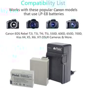 Dmk Power Lp-e8(1320mah)2pack Battery And Battery Charger Compatible With Canon Eos Rebel T2i T3i T4i T5i Eos 550d Eos 600d Eos 650d Eos 700d Dslr Digital