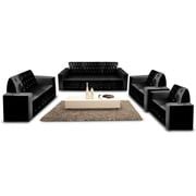 MAB Modern 7 Seat Sectional Tufted Faux Leather Sofa Couch with Straight Arms, Black MAB Modern 7 Seat Sectional Tufted Faux Leather Sofa Couch with Straight Arms, Black