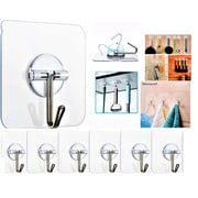 Lavish 6 Pcs Wall Hooks Self Adhesive Sticker Hanger Transparent Lavish 6 Pcs Wall Hooks Self Adhesive Sticker Hanger Transparent