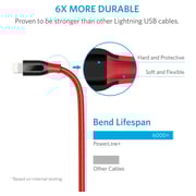 Anker ANA8123H91 Powerline+ Lightning Power Cable 3m Red For iPhone Anker ANA8123H91 Powerline+ Lightning Power Cable 3m Red For iPhone