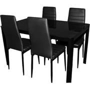 MH Glass Dining Table Set, with 4 Chairs, Black 130 cm x 80 cm x 74 cm MH Glass Dining Table Set, with 4 Chairs, Black 130 cm x 80 cm x 74 cm