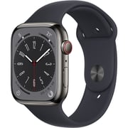 Apple Watch Series 8 GPS + Cellular 41mm Graphite Stainless Steel Case with Midnight Sport Band - Regular